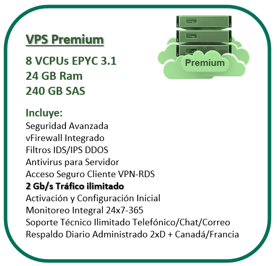 VPS Premium, 8vCPU, 24GB Ram, 240GB SSD